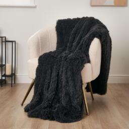 Sienna Fluffy Shaggy Blanket Throw Over Sofa Bed Fleece - Grey - thumbnail 4