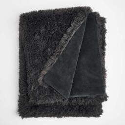 Sienna Fluffy Shaggy Blanket Throw Over Sofa Bed Fleece - Grey - thumbnail 5