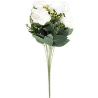 Vintage Artificial White Peony Bouquet - White