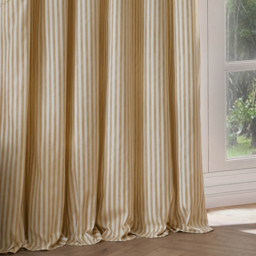 Hebden Striped Cotton Eyelet Curtain Pair - Honey / 168cm / 137cm - thumbnail 5