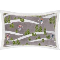 Winter Alpine Embroidered Cushion - Taupe / 80 Feather 20 Polyester