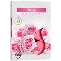 Set of 6 Rose Scented Tealight Candles - Pink