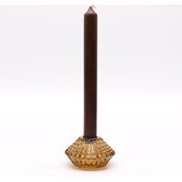 Antique Amber Flower Flip Candle Tealight Holder Elegant Dinner Decor - Brown