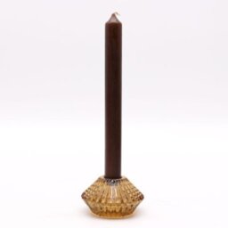 Antique Amber Flower Flip Candle Tealight Holder Elegant Dinner Decor - Brown - thumbnail 3