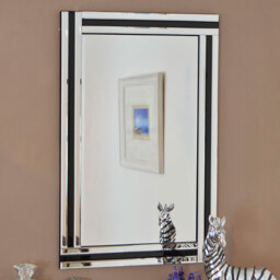 MirrorOutlet Dalton Black All Glass Wall Mirror - Black - thumbnail 2