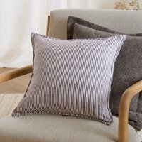 Truro Striped Cotton Cushion - Chocolate / Polyester