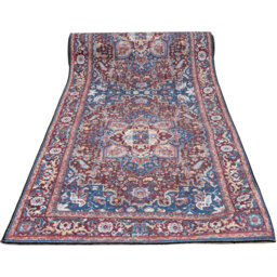 Burgundy Traditional Washable Rug - Blue Navy / 60cm x 240cm (Runner) - thumbnail 2