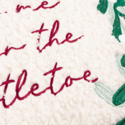 Mistletoe Wreath Embroidered Cushion - White / Feather - thumbnail 4