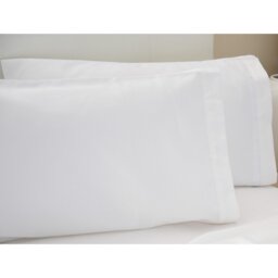 Cotton Percale Housewife Pillowcase Pair - White - thumbnail 2