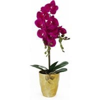 Artificial Real Touch Orchid in Decorative Pot - Dark Pink Gold / 54cm Dark Pink Gold