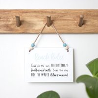 Small Hanging Novelty Sign - Beach Rules / 14cm