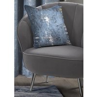 Metallic Distressed Velvet Cushion - Blue