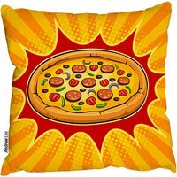 Round Pizza Pop Art Retro Outdoor Cushion - Yellow / 60cm - image 1