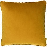 Cosmo Velvet Pom-Pom Cushion 45 x 45cm - Ochre / Polyester