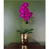 54cm Real Touch Artificial Orchid with 10 Flowers - Dark Pink