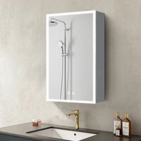 LED Bathroom Vanity Mirror Cabinet with Block - Silver - image 1