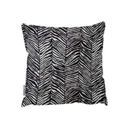 Zebra Grunge Print Outdoor Cushion - Black / 60cm - thumbnail 2
