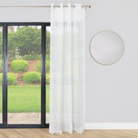 Isobel Tufted Stripe Eyelet Voile Curtain - White