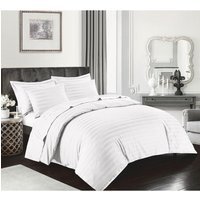 Satin Stripe Duvet Cover Set - White / King - image 1