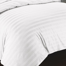 Satin Stripe Duvet Cover Set - White / King - thumbnail 3