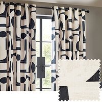 Set of 2 Carro Abstract Cotton Eyelet Curtains - Dusk / 229cm - image 1