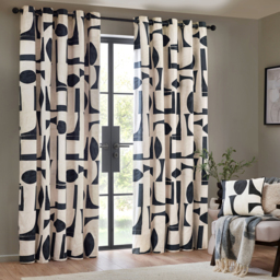 Set of 2 Carro Abstract Cotton Eyelet Curtains - Dusk / 229cm - thumbnail 3