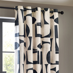 Set of 2 Carro Abstract Cotton Eyelet Curtains - Dusk / 229cm - thumbnail 4
