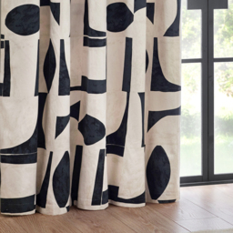 Set of 2 Carro Abstract Cotton Eyelet Curtains - Dusk / 229cm - thumbnail 5