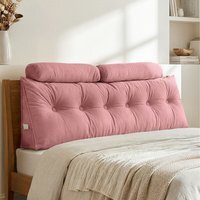 180cm Wedge Headboard Pillow with Removable Cover and 2 Bolster Pillows - Pink