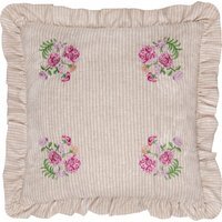 Martha Embroidered Ruffle Cushion - Pink / Polyester