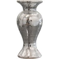 Silver Ceramic Mirrored Pot Vase With Wide Curve - Silver - image 1