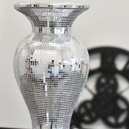Silver Ceramic Mirrored Pot Vase With Wide Curve - Silver - thumbnail 2