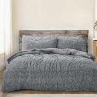 Snug Soft Teddy Marl Duvet Set - Charcoal / King - image 1