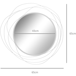 HOMCOM Modern Metal Wall Art Round Mirror - Silver - thumbnail 5