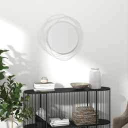 HOMCOM Modern Metal Wall Art Round Mirror - Silver - thumbnail 4