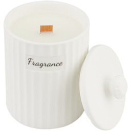 Soy Wax Scented Candle with Wood Wick - White - thumbnail 5