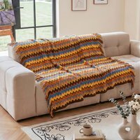 Bohemian Sofa Throw Blanket with Tassels - Brown