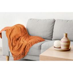 Darcy Tassel Blanket Throw - Burnt Orange / 130x150cm - thumbnail 4