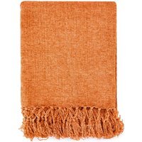 Darcy Tassel Blanket Throw - Burnt Orange / 130x150cm