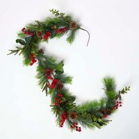 Artificial Winter Woodland and Eucalyptus Garland - Green & Red - image 1