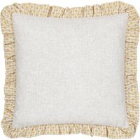 Panni Block Textured Ruffle Cushion 45 x 45cm - Linen-Ochre / Feather