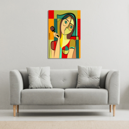 woman with chocolate in hand Canvas Print - Green / 91cm / 61cm - thumbnail 2