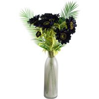 Purple Artificial Sunflower Arrangement Glass Vase - 100cm Purple Sunflowers Glass Vase