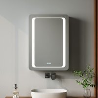 Bathroom Wall Mounted Rectangular LED Mirror Cabinet - Silver