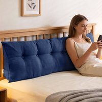 180cm Soft Polyester Fabric Wedge Headboard Pillow - Dark Blue