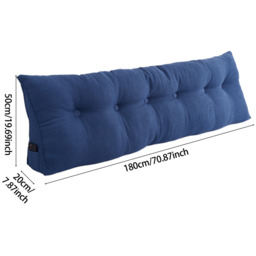 180cm Soft Polyester Fabric Wedge Headboard Pillow - Dark Blue - thumbnail 2