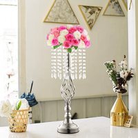 Crystal Pendant Candle Holder for Wedding Decor - Silver