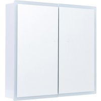 Wall-Mounted LED Bathroom Mirror Cabinet with Shelves - White
