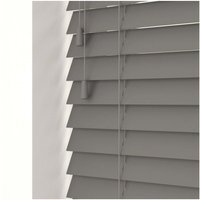 Smooth Finish Faux Wood Venetian Blinds with Strings 120cm Drop - Smooth Grey / 130cm