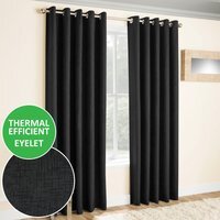 Pair of Vogue Eyelet Thermal Dimout Curtains - Black / 168cm / 229cm - image 1